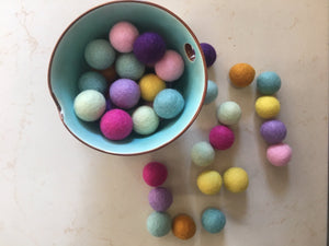 Bag of 45 assorted felt balls bubble gum-felt balls-Rainbows and Clover-Rainbows and Clover