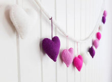 Load image into Gallery viewer, Felt heart garland-garlands-Rainbows and Clover-berry bubble-Rainbows and Clover