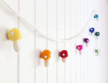 Load image into Gallery viewer, Rainbow toadstools felt garland-garland-Rainbows and Clover-Rainbows and Clover
