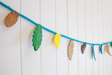 Load image into Gallery viewer, Felt feather garland-garlands-Rainbows and Clover-Galah - greys, cream, pink, peach, red-Rainbows and Clover