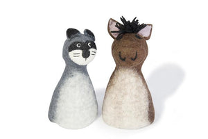 Felt puppet :: sets of 2-puppets-Rainbows and Clover-cat & horse-Rainbows and Clover