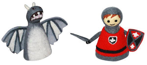 Felt puppet :: sets of 2-puppets-Rainbows and Clover-dragon & knight-Rainbows and Clover