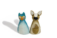 Load image into Gallery viewer, Felt puppet :: sets of 2-puppets-Rainbows and Clover-owl &amp; kangaroo-Rainbows and Clover