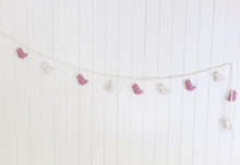 Load image into Gallery viewer, Pink and cream robin bird felt garland-garland-Rainbows and Clover-Rainbows and Clover