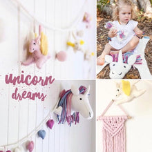 Load image into Gallery viewer, Pink & sunshine unicorn felt garland-garland-Rainbows and Clover-Rainbows and Clover