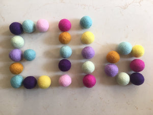 Bag of 45 assorted felt balls bubble gum-felt balls-Rainbows and Clover-Rainbows and Clover