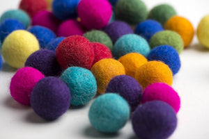 Bag of 45 assorted felt rainbow balls-felt balls-Rainbows and Clover-Rainbows and Clover