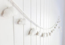 Load image into Gallery viewer, Cream cloud puff felt garland-garland-Rainbows and Clover-Rainbows and Clover