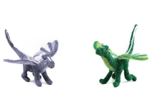 Dragon Set of two-dragons-Rainbows and Clover-Forest and Grey Dragon Set-Rainbows and Clover