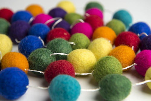 Felt ball garland - choice of colour-garlands-Rainbows and Clover-berry bubble-Rainbows and Clover