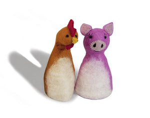 Felt puppet :: sets of 2-puppets-Rainbows and Clover-pig & chook-Rainbows and Clover