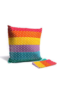 large cushion cover : reversible-cushion-Rainbows and Clover-rainbow spot / cloud 65cm-Rainbows and Clover