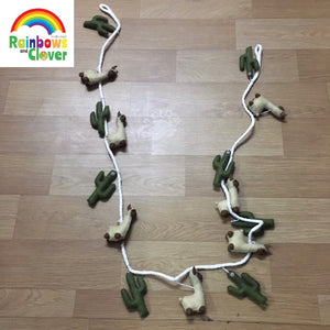 Llama and cactus felt garland-garland-Rainbows and Clover-Rainbows and Clover