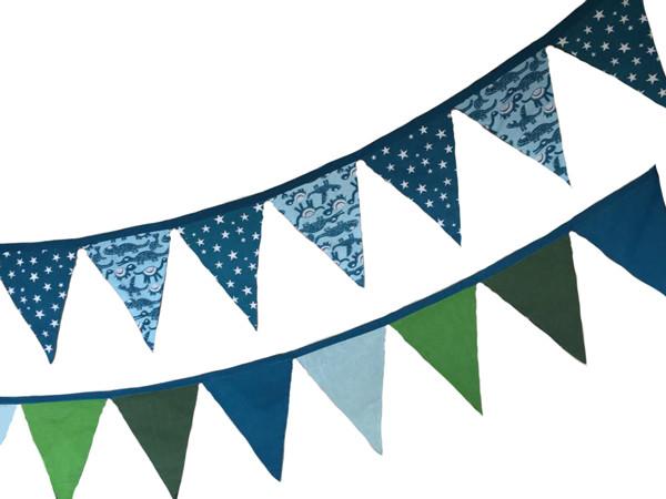 Organic cotton bunting-bunting-Rainbows and Clover-nature, blue reptiles & stars-Rainbows and Clover
