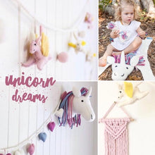 Load image into Gallery viewer, Pink &amp; sunshine unicorn felt garland-garland-Rainbows and Clover-Rainbows and Clover