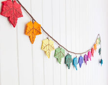 Load image into Gallery viewer, Rainbow flame tree leaf felt garland-garland-Rainbows and Clover-Rainbows and Clover